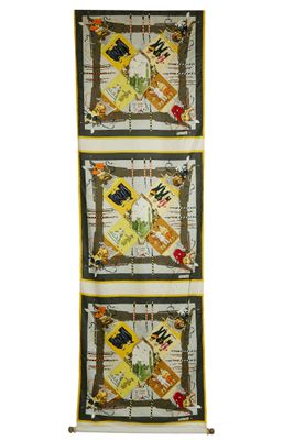 three pictures of a wall hanging with four different pictures of birds