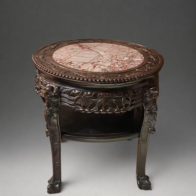 Table basse circulaire à plateau de marbre, école chinoise, …