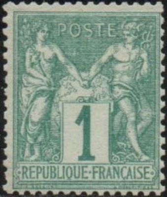 a stamp with a picture of two women on it