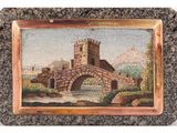an image of a painting of a bridge over a river with a castle in the background