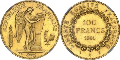 a gold coin with an image of a woman holding a bird