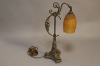 DAUM - NANCY. Lampe en métal argenté à décor d'un croissant …