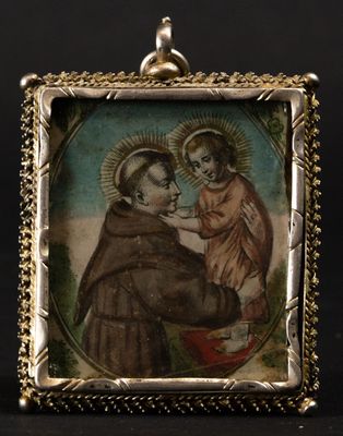Reliquaire carré en filigrane d'argent doré, travail colonia…