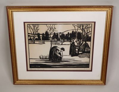 l'image d'un dessin représentant un homme et une femme assis sur un banc