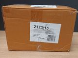 a box that is sitting on a table with a sticker on it