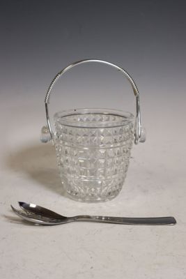Seau à glaçons en verre et sa cuillère en inox