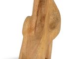 wooden sculpture of a woman ' s torso on a white background
