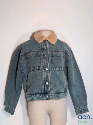 denim jacket with faux collar and cuffs