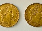 deux pièces d'or représentant le visage d'une femme et la tête d'un homme