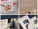 quatre photos différentes d'une boîte contenant de la nourriture et d'une boîte contenant du matériel électronique