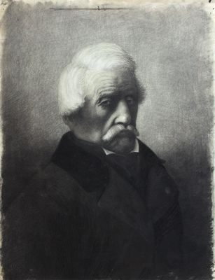 an old black and white photo of a man with a mustache
