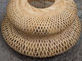 a wicker basket on the ground on the ground