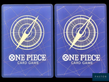 two playing cards with one piece and one piece on them