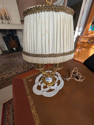 Lampe bouillotte en bronze à 2 lumières abat jour tissu