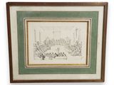 an old drawing of a meeting room with people sitting at a table