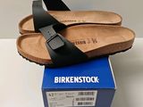 brand new in box birkenstock women ' s black leather sandals