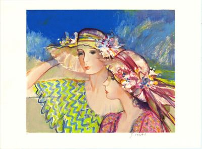 Sachiko IMAI (1933) - Deux élégantes aux chapeaux de paille,…