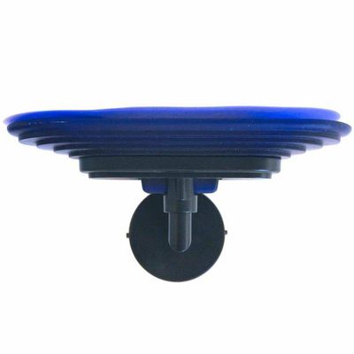 a close up of a blue object on a white background