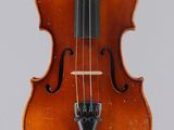 a close up of a violin with a bow on a white background