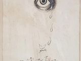 an image of a drawing of a person ' s face with a tear coming out of it