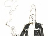 dessin représentant un homme en smoking en train de fumer une cigarette