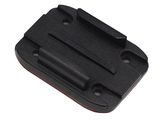a close up of a black plastic object on a white background