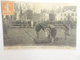 an old photo of a man on a horse that is laying on the ground