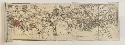 an old map of the world with a red dot in the middle of it