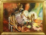 un tableau représentant un groupe de femmes assises sur une chaise