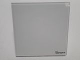 a white box that has a white sign on it