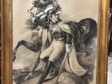 an old picture of a man riding a horse next to a horse