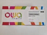 a close up of a white box with a colorful design on it