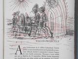a drawing of a horse drawn carriage with people on it