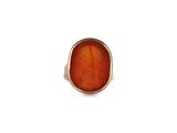 a close up of a ring with an orange stone in it