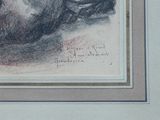drawing of a woman ' s face in a black and white frame