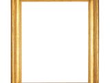 un cadre photo doré sur fond blanc, avec une découpe pour y insérer une photo