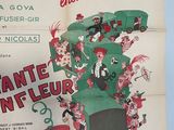 a poster for a musical show with a picture of a man on a train
