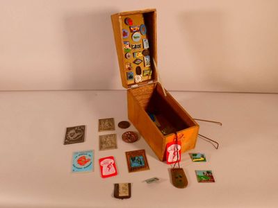 Ensemble de plaques et broches modernes sur la thématique du… - Photo 1