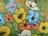 a painting of a bunch of flowers in a vase