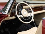 the interior of a red convertible car with the door open
