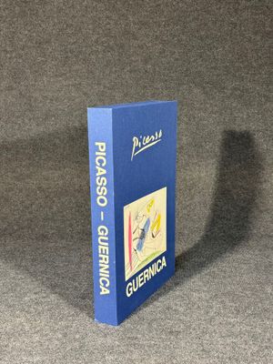 the front cover of a blue book with a picture of a dog on it