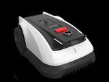 Un aspirateur robot est représenté sur un fond noir