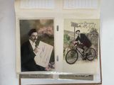 two pictures of a man on a bicycle and a woman on a bicycle