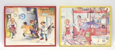 two children ' s books on display on the wall