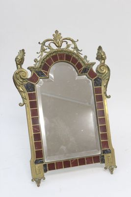 Très impressionnante psyché de table en bronze, marbres et v…