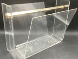 clear acrylic magazine holder with brass handle