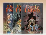 deux livres intitulés « Dusty Dawn » et « Dusty Dawn » posés sur une table