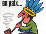 poster of a man with a pipe smoking a pipe with a feather headdress