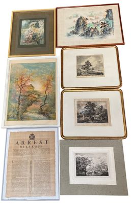 plusieurs tirages, encadrés ou non, représentant des paysages et des paysages
