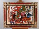 a picture of a painting on a easel with a painting on it